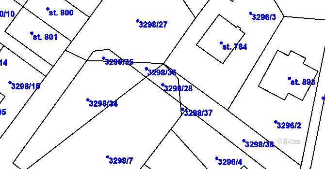 Parcela st. 3298/28 v KÚ Dolní Čermná, Katastrální mapa