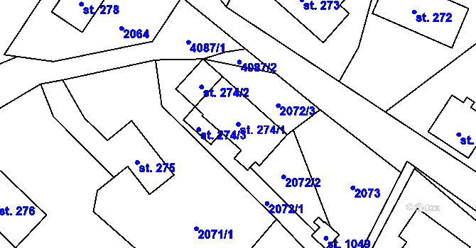 Parcela st. 274/1 v KÚ Dolní Čermná, Katastrální mapa