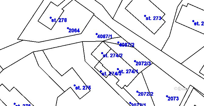 Parcela st. 274/2 v KÚ Dolní Čermná, Katastrální mapa