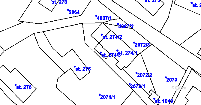 Parcela st. 274/3 v KÚ Dolní Čermná, Katastrální mapa