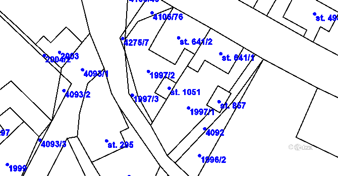 Parcela st. 1051 v KÚ Dolní Čermná, Katastrální mapa
