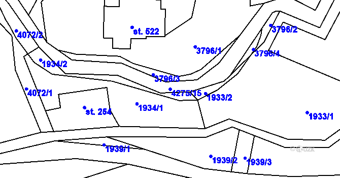 Parcela st. 4275/15 v KÚ Dolní Čermná, Katastrální mapa