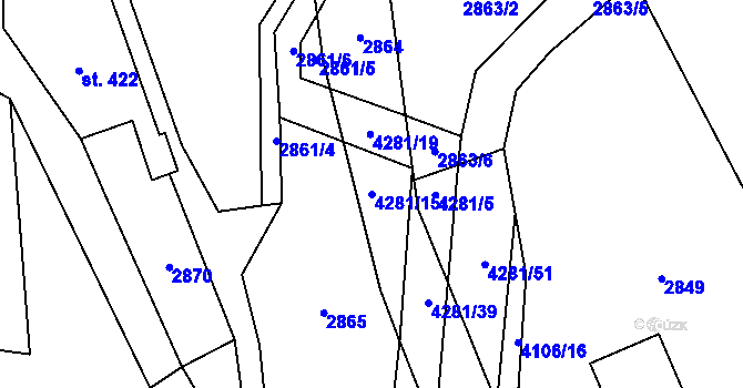 Parcela st. 4281/15 v KÚ Dolní Čermná, Katastrální mapa