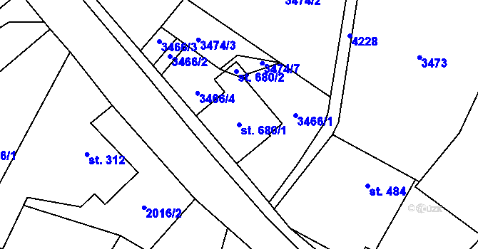 Parcela st. 680/1 v KÚ Dolní Čermná, Katastrální mapa