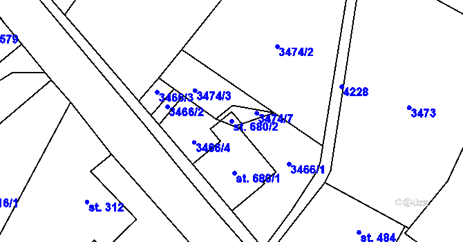Parcela st. 680/2 v KÚ Dolní Čermná, Katastrální mapa