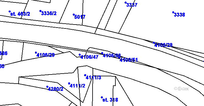 Parcela st. 4106/98 v KÚ Dolní Čermná, Katastrální mapa