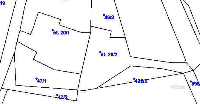 Parcela st. 20/2 v KÚ Dolní Černůtky, Katastrální mapa