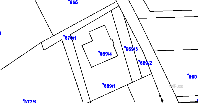 Parcela st. 669/4 v KÚ Dolní Datyně, Katastrální mapa