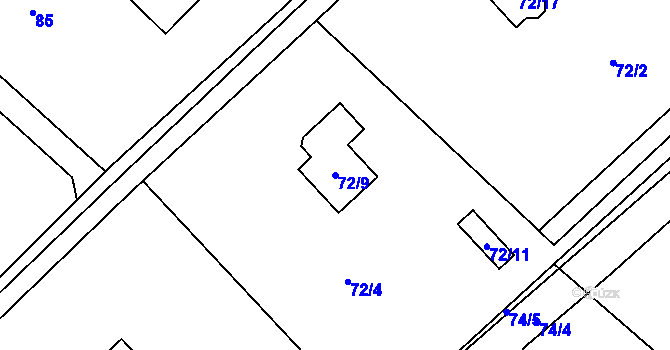 Parcela st. 72/9 v KÚ Dolní Datyně, Katastrální mapa