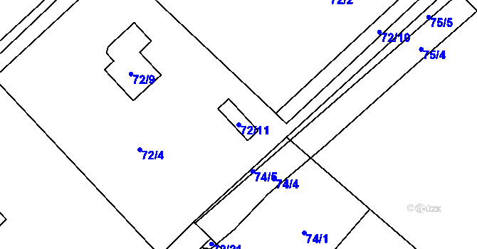 Parcela st. 72/11 v KÚ Dolní Datyně, Katastrální mapa