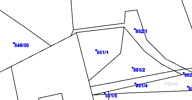 Parcela st. 551/1 v KÚ Dolní Datyně, Katastrální mapa