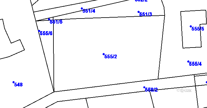 Parcela st. 555/2 v KÚ Dolní Datyně, Katastrální mapa