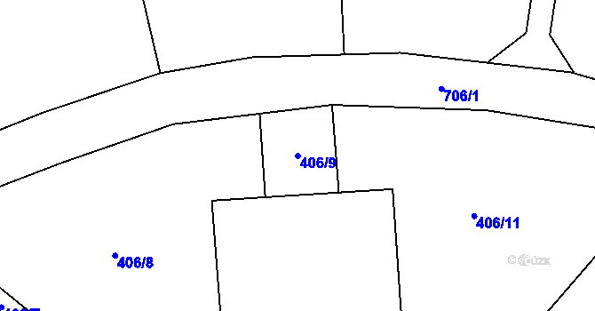 Parcela st. 406/9 v KÚ Dolní Datyně, Katastrální mapa