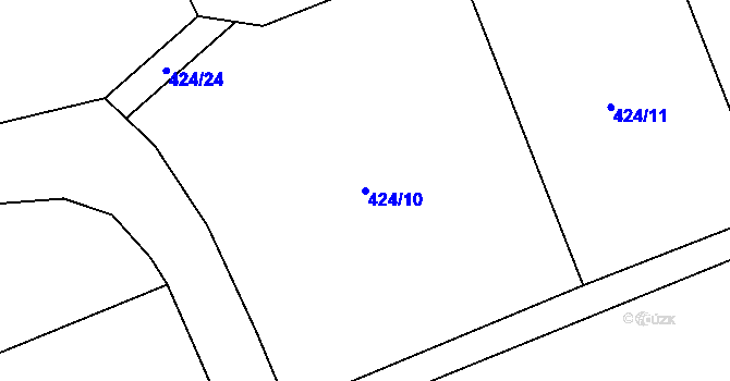 Parcela st. 424/10 v KÚ Dolní Datyně, Katastrální mapa