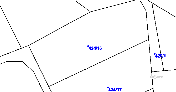 Parcela st. 424/16 v KÚ Dolní Datyně, Katastrální mapa