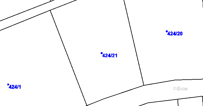 Parcela st. 424/21 v KÚ Dolní Datyně, Katastrální mapa