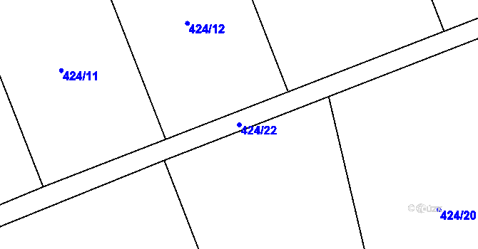 Parcela st. 424/22 v KÚ Dolní Datyně, Katastrální mapa