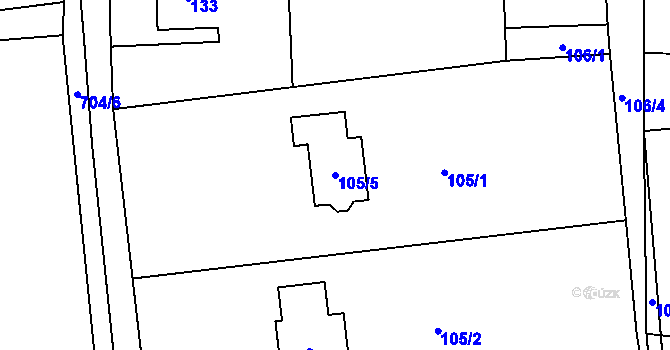 Parcela st. 105/5 v KÚ Dolní Datyně, Katastrální mapa