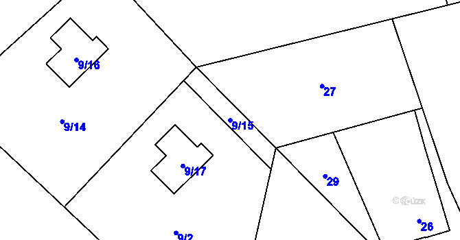 Parcela st. 9/15 v KÚ Dolní Datyně, Katastrální mapa