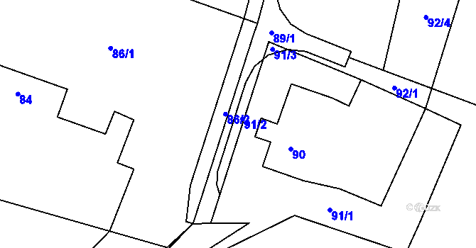 Parcela st. 91/2 v KÚ Dolní Datyně, Katastrální mapa