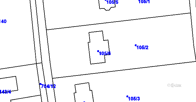 Parcela st. 105/6 v KÚ Dolní Datyně, Katastrální mapa