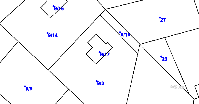 Parcela st. 9/17 v KÚ Dolní Datyně, Katastrální mapa