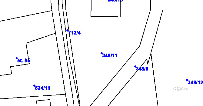 Parcela st. 348/11 v KÚ Dolní Datyně, Katastrální mapa