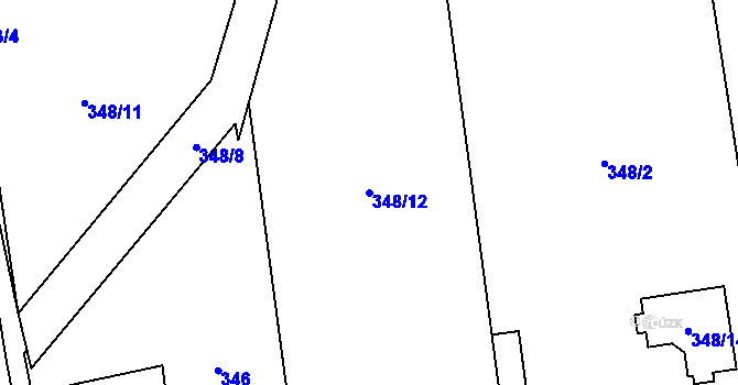 Parcela st. 348/12 v KÚ Dolní Datyně, Katastrální mapa