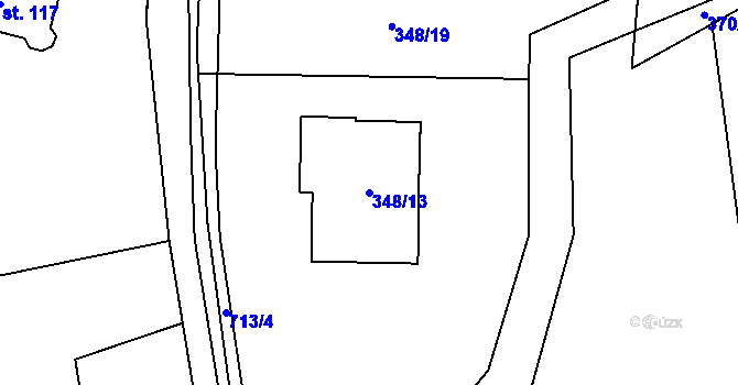 Parcela st. 348/13 v KÚ Dolní Datyně, Katastrální mapa