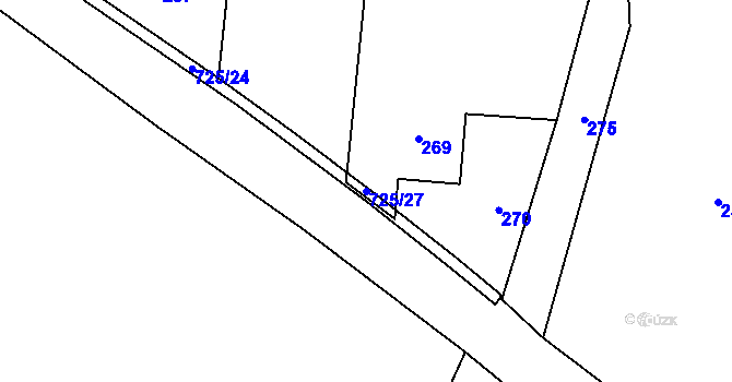 Parcela st. 725/27 v KÚ Dolní Datyně, Katastrální mapa