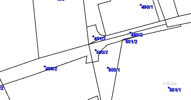 Parcela st. 500/2 v KÚ Dolní Datyně, Katastrální mapa