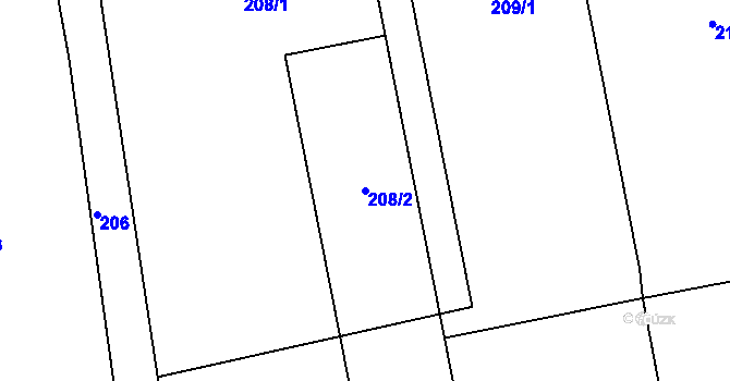 Parcela st. 208/2 v KÚ Dolní Datyně, Katastrální mapa