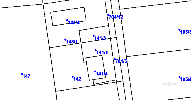 Parcela st. 141/1 v KÚ Dolní Datyně, Katastrální mapa