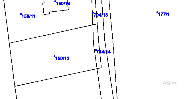 Parcela st. 704/14 v KÚ Dolní Datyně, Katastrální mapa