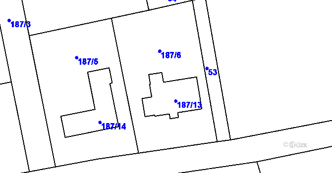 Parcela st. 187/6 v KÚ Dolní Datyně, Katastrální mapa