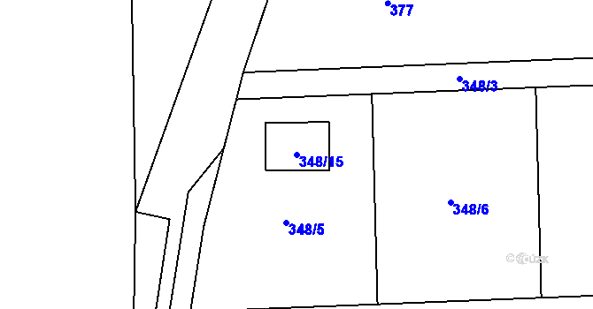 Parcela st. 348/15 v KÚ Dolní Datyně, Katastrální mapa