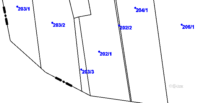 Parcela st. 202/1 v KÚ Dolní Datyně, Katastrální mapa