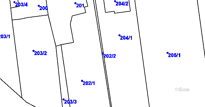 Parcela st. 202/2 v KÚ Dolní Datyně, Katastrální mapa