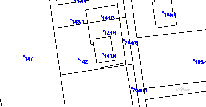 Parcela st. 141/4 v KÚ Dolní Datyně, Katastrální mapa