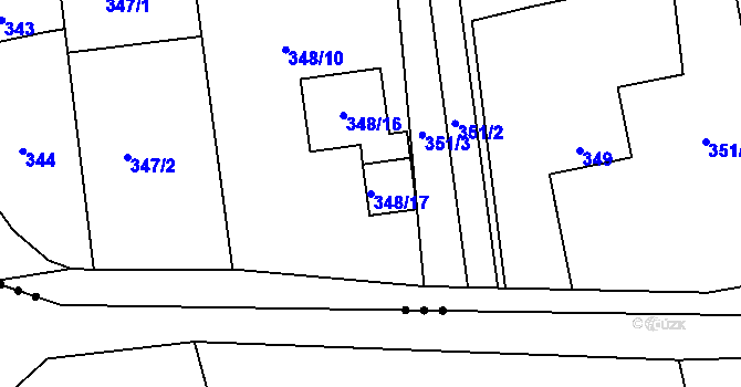 Parcela st. 348/17 v KÚ Dolní Datyně, Katastrální mapa