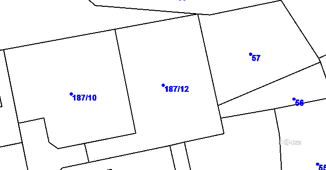 Parcela st. 187/12 v KÚ Dolní Datyně, Katastrální mapa