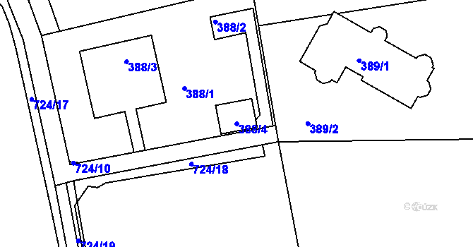 Parcela st. 388/4 v KÚ Dolní Datyně, Katastrální mapa