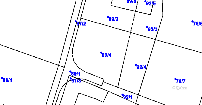 Parcela st. 89/4 v KÚ Dolní Datyně, Katastrální mapa