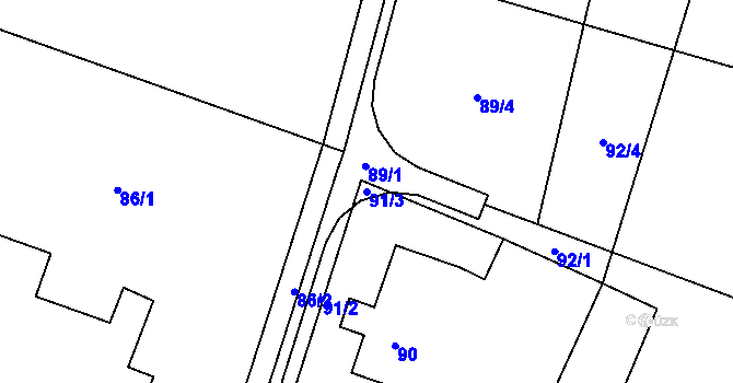 Parcela st. 91/3 v KÚ Dolní Datyně, Katastrální mapa