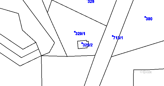 Parcela st. 329/2 v KÚ Dolní Datyně, Katastrální mapa
