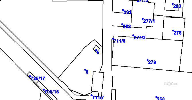 Parcela st. 6 v KÚ Dolní Datyně, Katastrální mapa