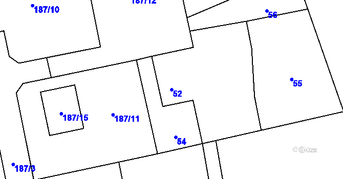 Parcela st. 52 v KÚ Dolní Datyně, Katastrální mapa