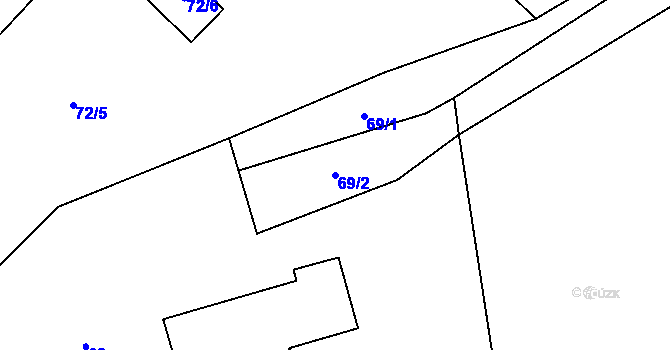 Parcela st. 69/2 v KÚ Dolní Datyně, Katastrální mapa