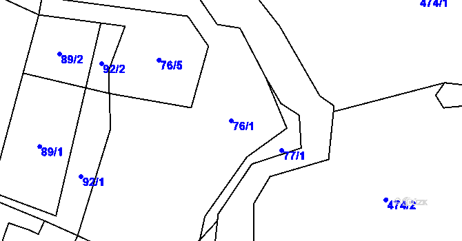 Parcela st. 76/1 v KÚ Dolní Datyně, Katastrální mapa