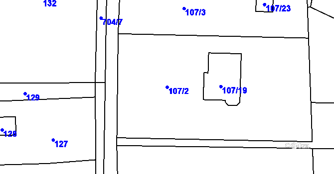 Parcela st. 107/2 v KÚ Dolní Datyně, Katastrální mapa